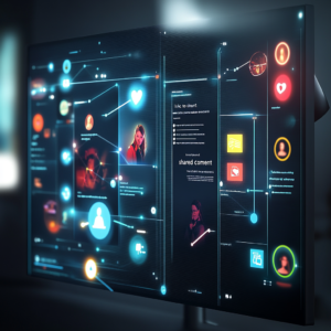 Interactive digital interface showcasing community engagement tools for online courses.