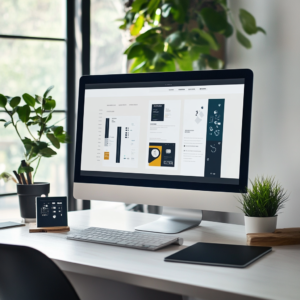 Digital workspace showcasing design tools for an engaging eLearning website.