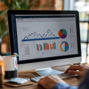Digital workspace showcasing essential tools for online course marketing
