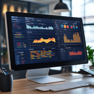 Interactive analytics dashboard displaying key performance metrics for an eLearning website.